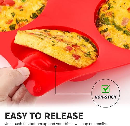 Miniatura 4 de Moldes de silicona para huevos de 4 pulgadas para sándwiches de desayuno, paquete de 2 moldes de silicona redondos antiadherentes para hornear