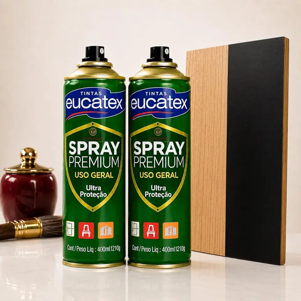 2 Tinta Spray P/Pintar Moveis Metal Plastico Mdf Eucatex (PRETO FOSCO)