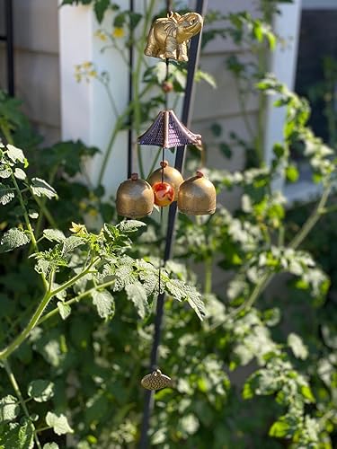 Miniatura 8 de Hooshing Paquete de 2 campanas de viento de la suerte, campanas de viento pequeñas de jardín, campanas de viento de Feng Shui para el hogar, patio,