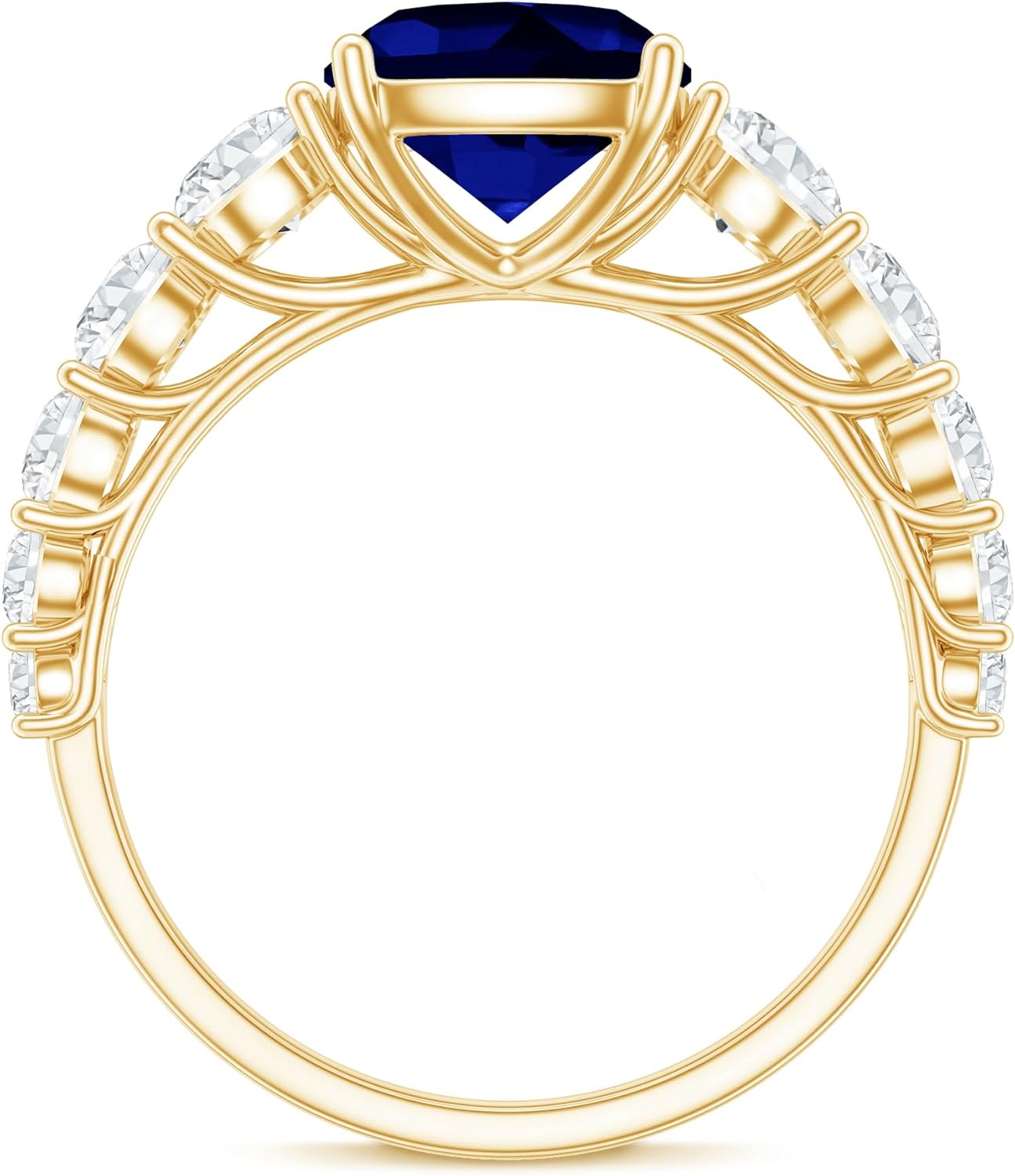 Moms Day Gift, Certified 2.7Ct Lab Grown Blue Sapphire Cushion Cut Engagement Ring, AAAA Quality, Sapphire Statement Ring