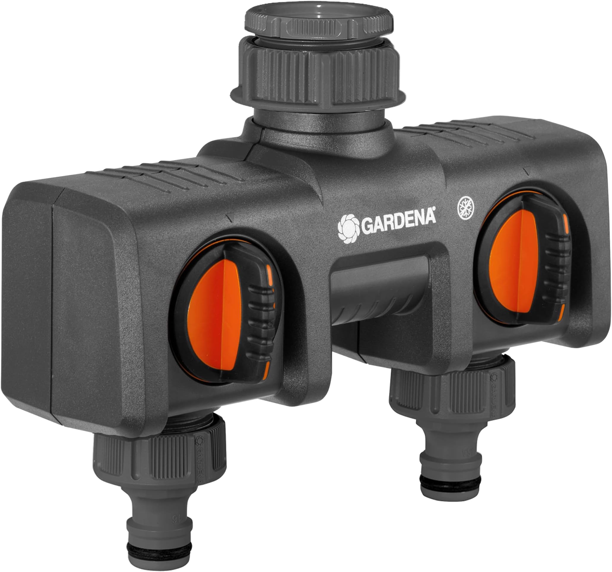 38193 | Two-Way Garden Hose Splitter with Flow Control Valves and Quick Connect Fittings. Connect 2 waterHoses to 1 Tap with easy connector ports.