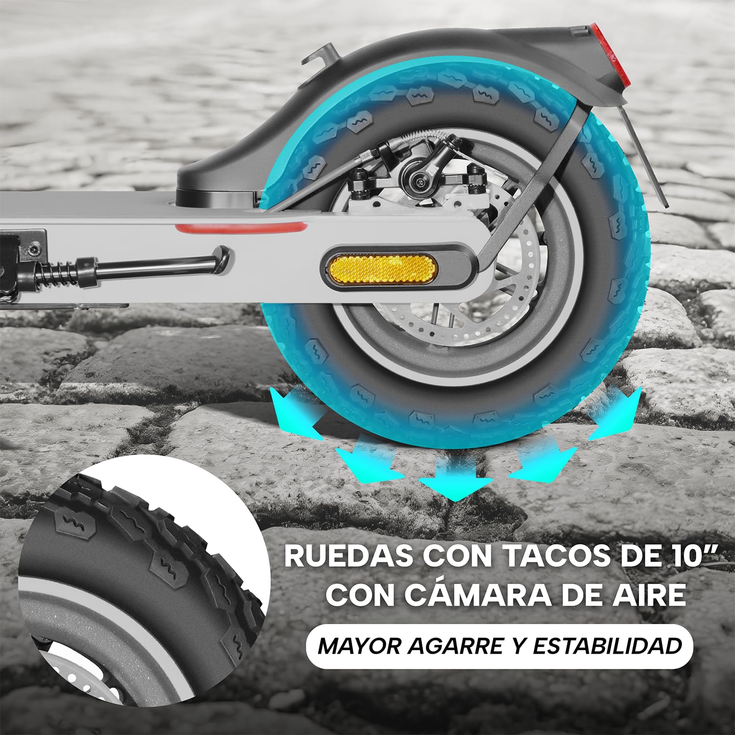 ZWHEEL ZFOX Plus | Patinete Eléctrico Adultos Homologado DGT (300-600W) - 35km Autonomía, Regeneración al Frenar, Intermitentes, Ruedas Mixtas 10" de Aire, Frenos de Disco y Eléctricos
