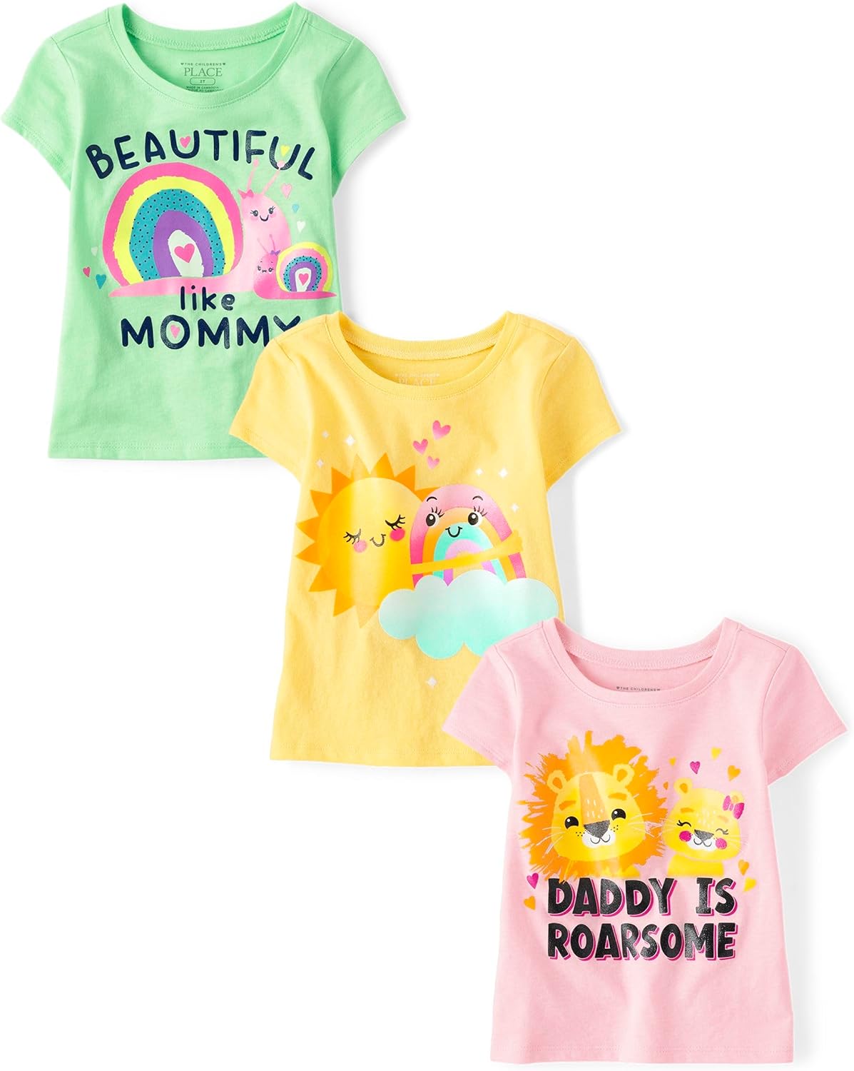 The Children's Place Baby-Girls and Toddler Unicorns,Butterflies,Trends Short Sleeve Graphic T-Shirts,3 Pack