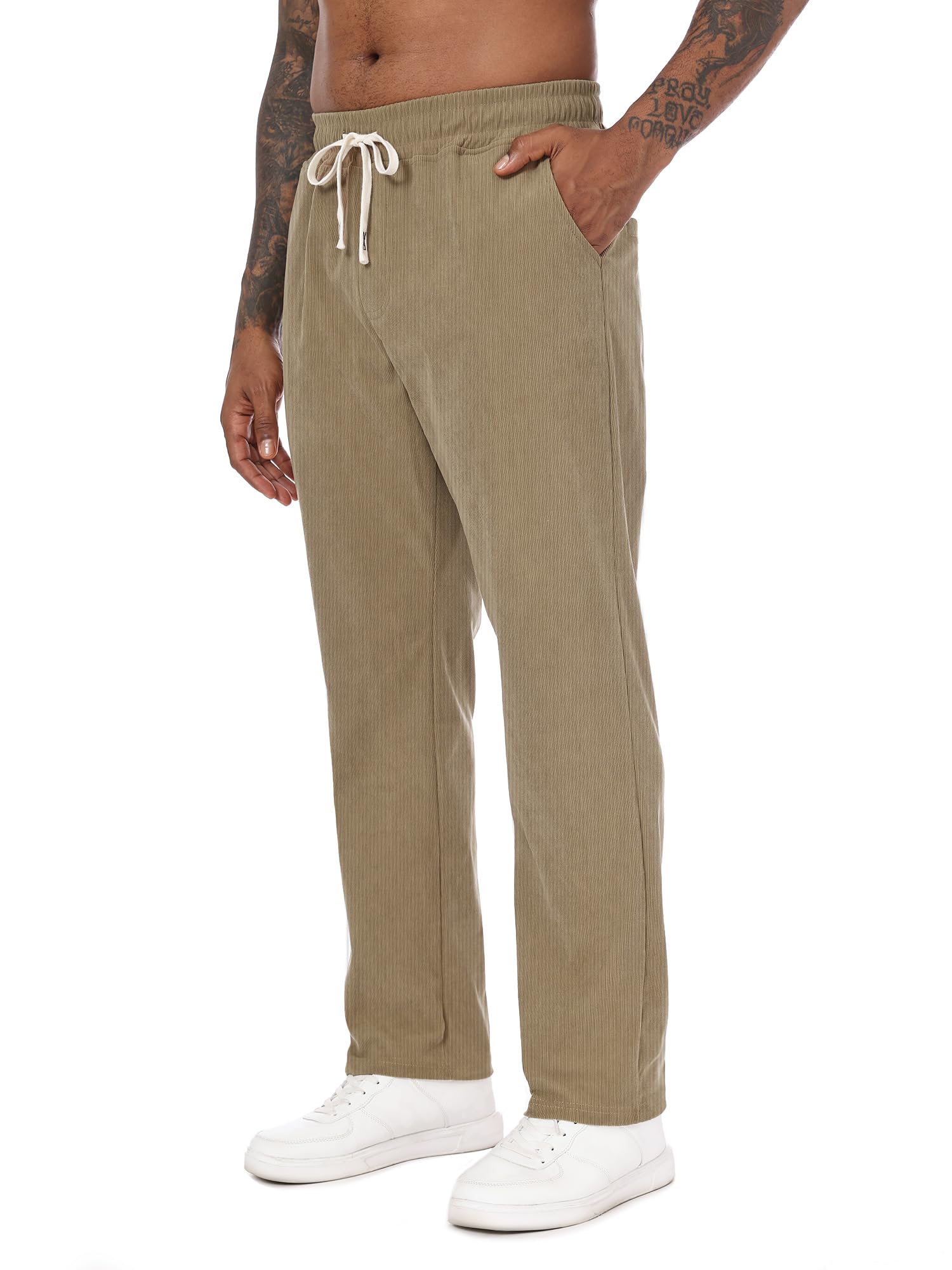 Yageshark Herren Cord Jogginghose - Bequeme Freizeithose mit Taschen & elastischem Bund für Alltag & Büro