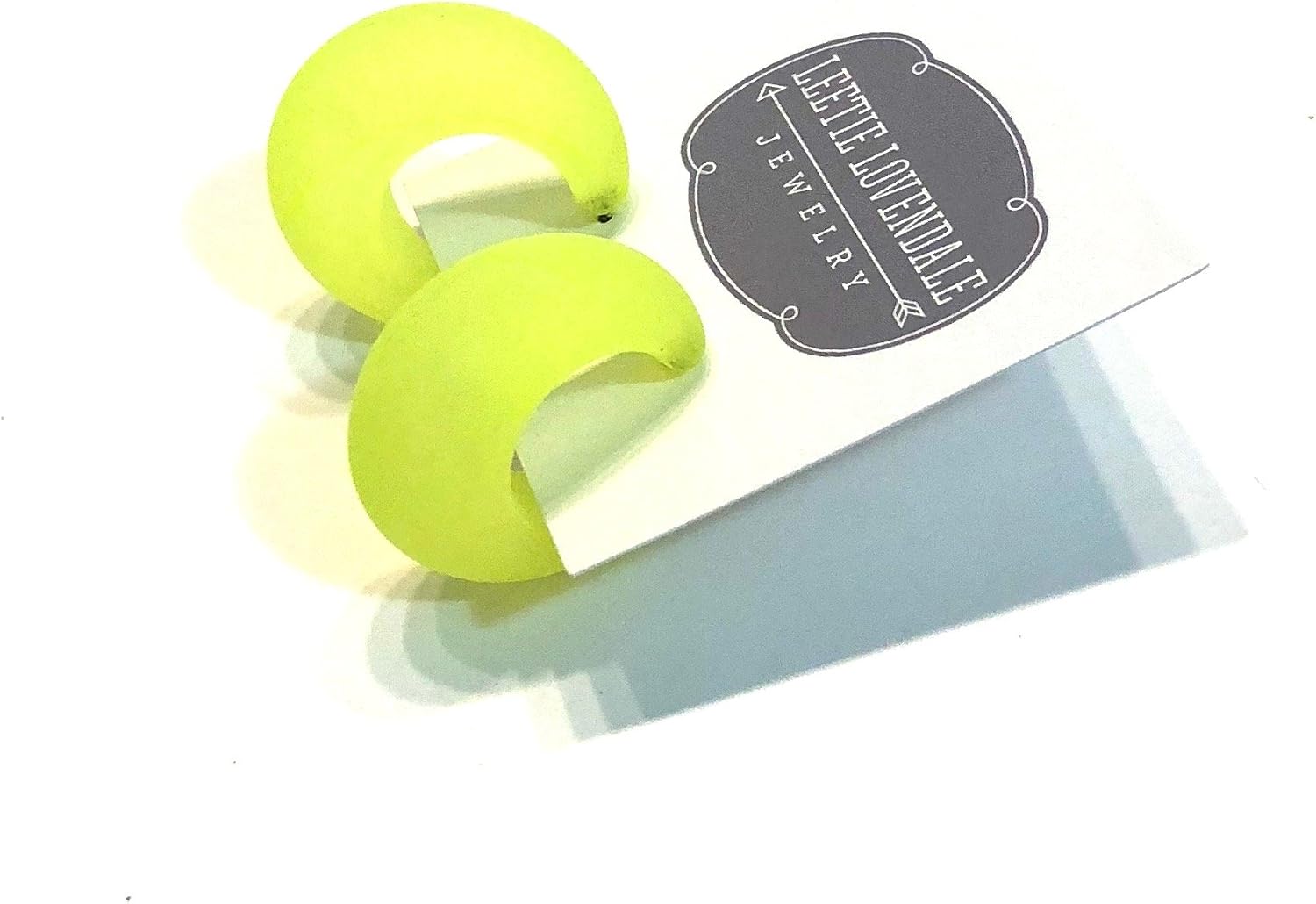 Frosted Neon Yellow Hoop Earrings | vintage lucite snail shell hoops - SNL-YL-1