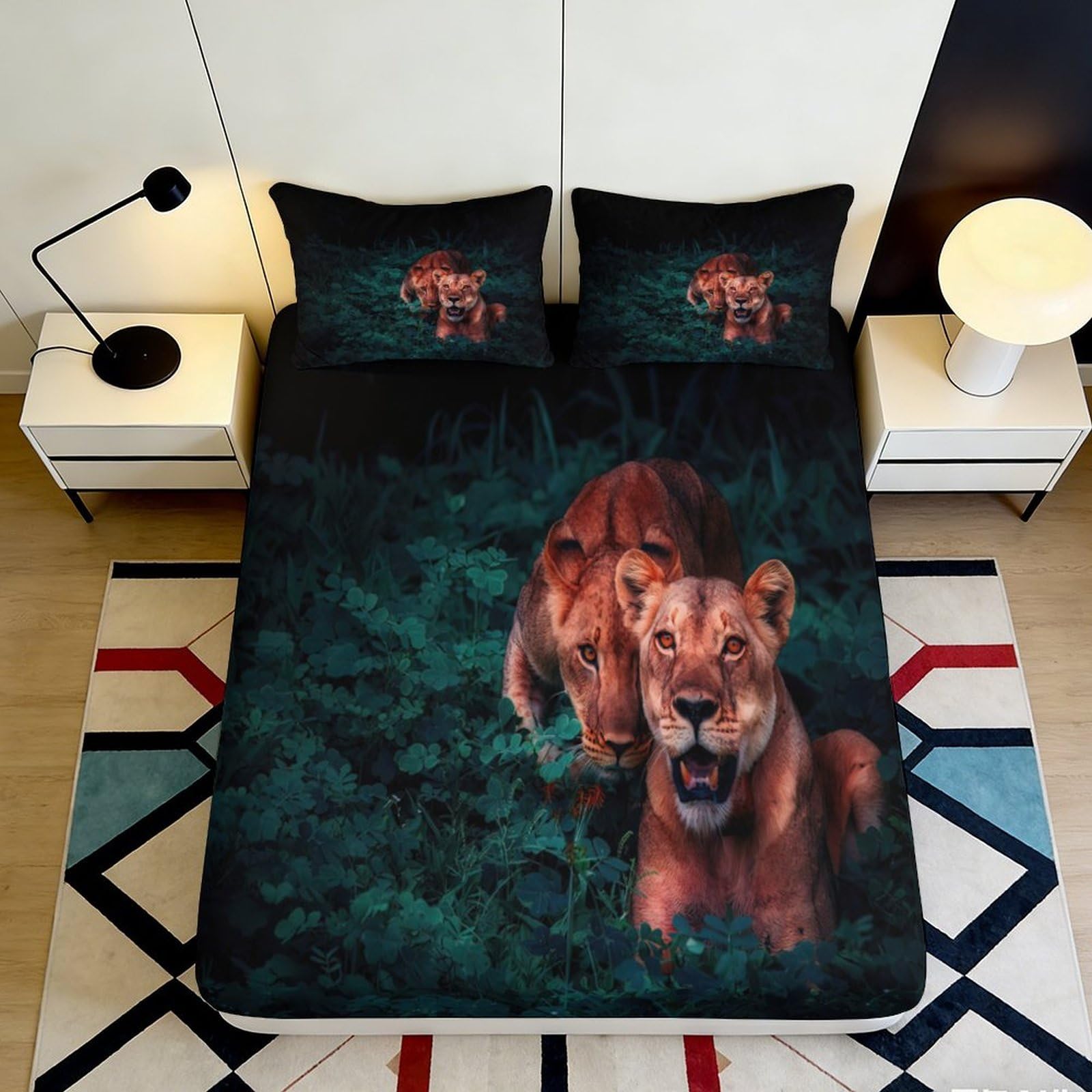 3D Printed Hockey Fitted Sheet Microfiber Non-Slip Deep Pocket Sport Mattress Fitted Cover Bedroom Bedding 200x200x25cm