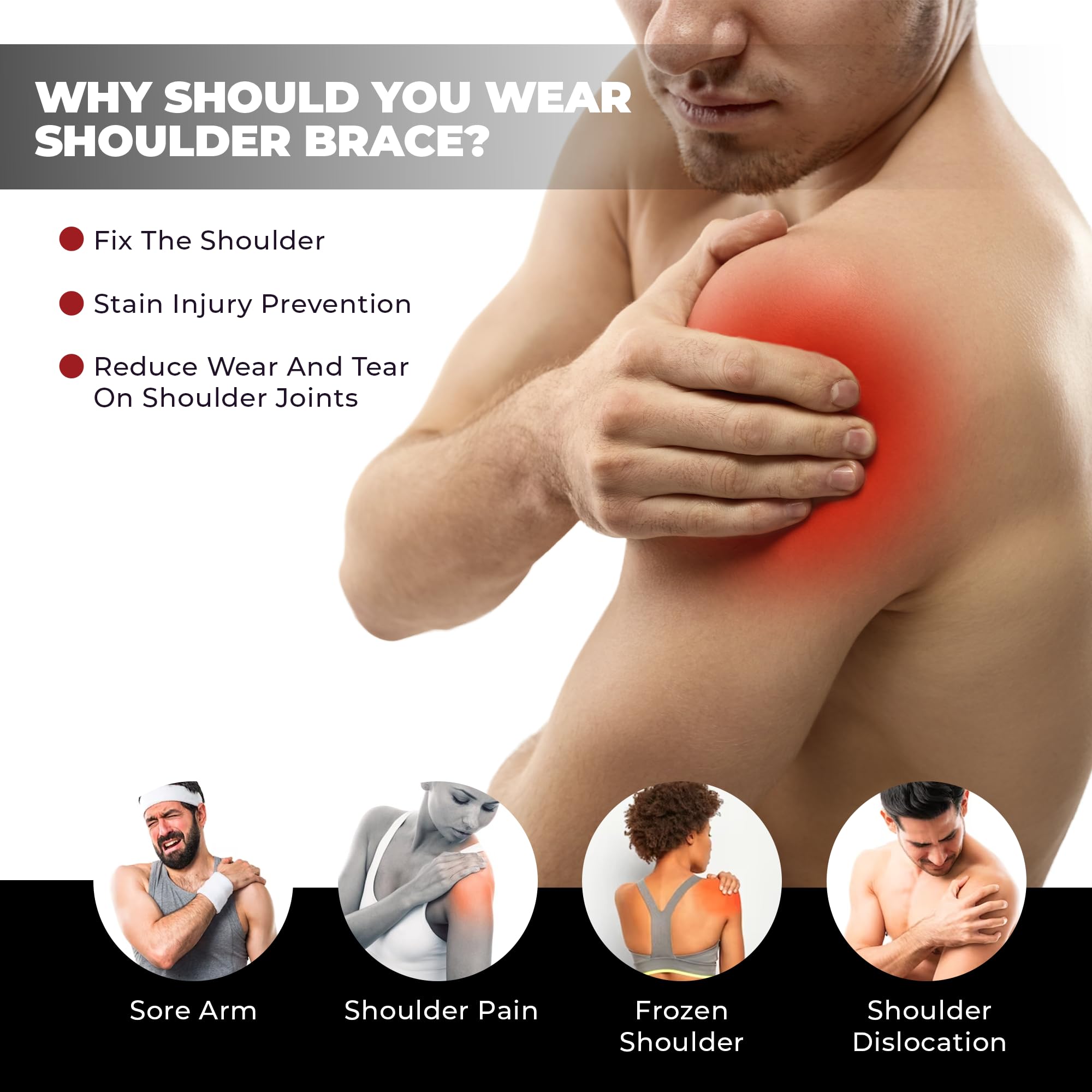 Astorn Épaulière Tendinite et Articulation AC - Protection Épaule Homme Femme, Compression Néoprène Respirant, Attelle Épaule Droite Gauche Ajustable Sangles Velcro, Support Épaule Taille S/M