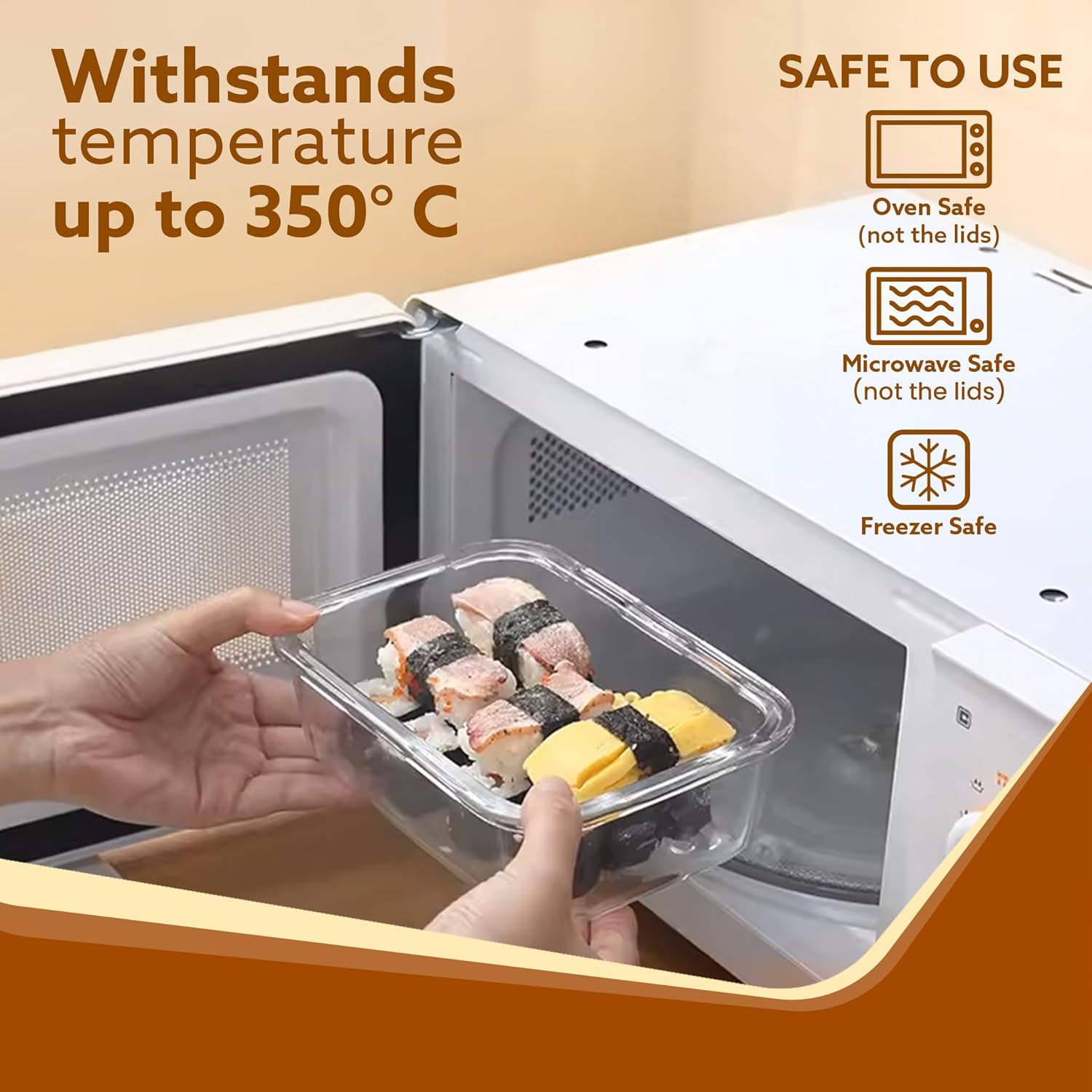 AGARO Borosilicate Glass Containers with Lids, 3 pcs Set, 370ml, 640ml &1040ml, Kitchen, Microwave, Oven & Freezer Safe, Baking Dish, Rectangle, Baking Tray, Scratch Resistant, Transparent