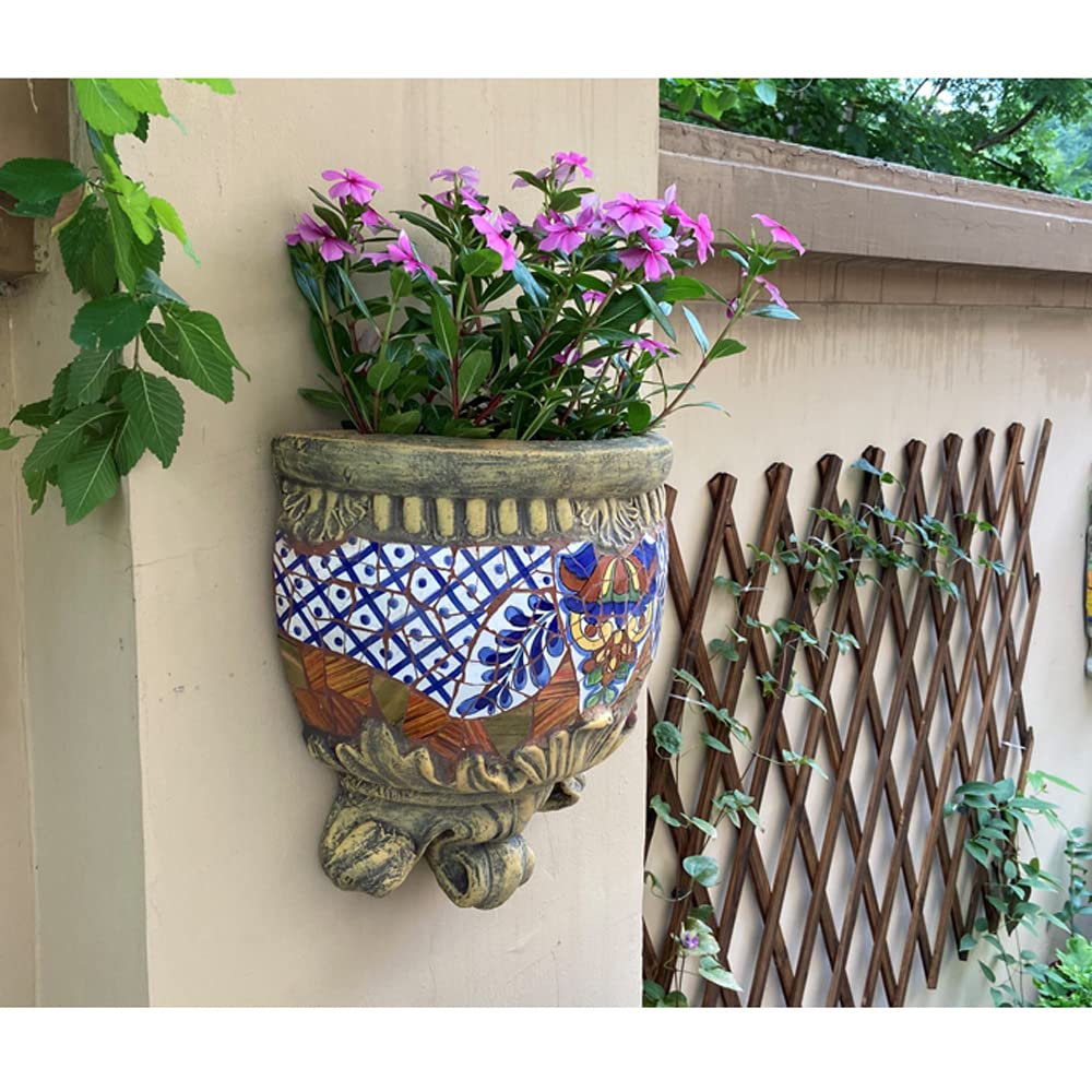 DFGHNBVC Mosaic Ceramics Wall Planter,Wall Hanging Planter Flower Pots For Fence Planters, Wall Planter That Are Easy To Hang,Sun-resistant,Wall Planters For Outdoor Plants Corridor Plante,C