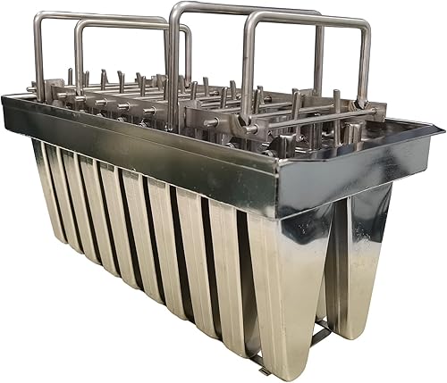 Wixkix - Moldes comerciales de acero inoxidable para paletas, juego de 20 moldes de hielo estilo sandía de metal de congelación rápida con tapa,