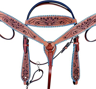HILASON Western American Leather Hand Tooled Horse Tack Set Tan Comfytack