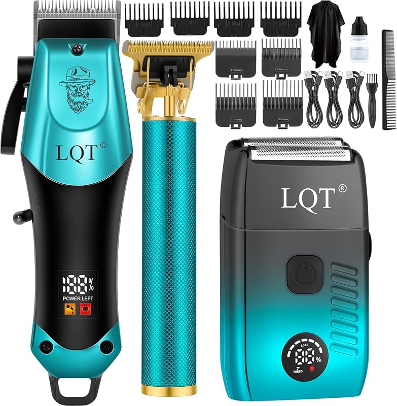 Hair Clippers for Men Professional, Beard Trimmer Kits & Sets, Electric Shavers, Hair Clippers & Trimmer Ceramic T-Blade, for Barber, Gifts for Men (Blue)