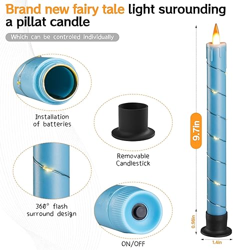 Vista 3 de Da by 3 velas parpadeantes sin llama, funcionan con pilas, con control remoto y tiempo, llama dinámica 3D LED 3D, 9.6 pulgadas para bodas, fiestas