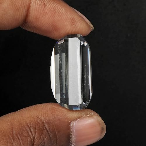 Miniatura 3 de REAL-GEMS 79.25 Ct Topacio Blanco Esmeralda En Forma De Piedra Preciosa Suelta, Gema Cristal Piedra Diamante falso, hidrotermal - topacio blanco