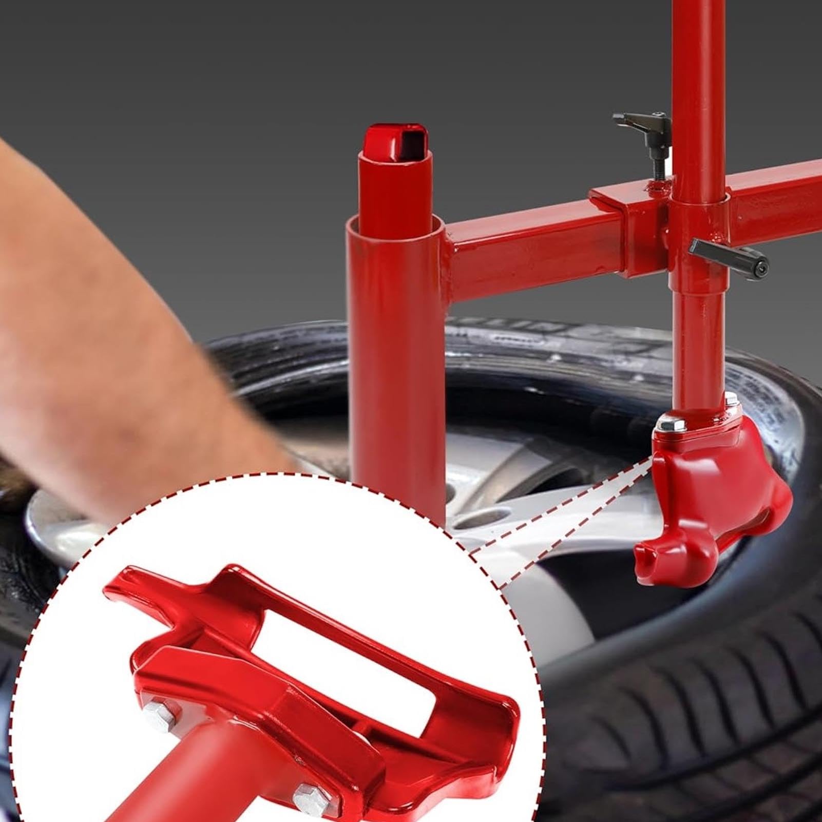 JTLB Kit de cabeza de pato para neumáticos manual actualizado, diseño de tubo de acero, fácil instalación y extracción de neumáticos para neumáticos de 16-21 pulgadas con material