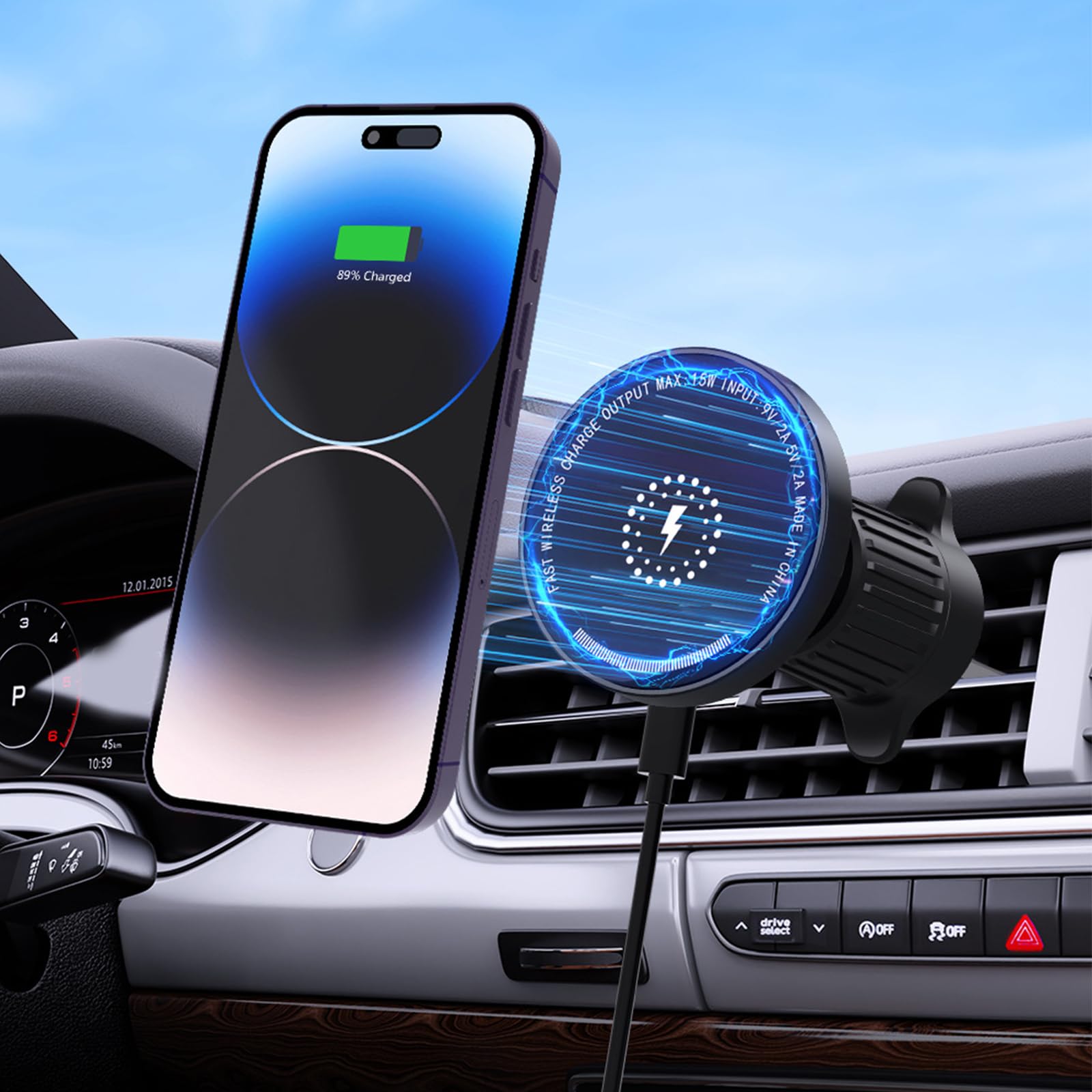 Easy Adjust Car Air Vent Phone Mount Bracket Stand Rack with Metal Hook Dashboard Holder Secure Grip Attachment