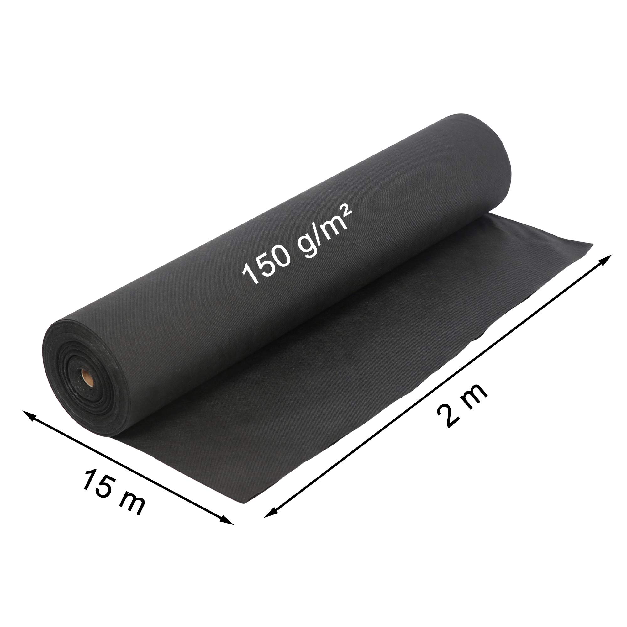 Tessuto Non Tessuto Telo per Giardino Pacciamatura, 15 x 2 m (30 m²), 150 g/m²