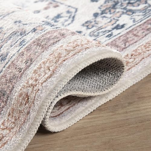 Miniatura 126 de Ashler - Alfombras bohemias vintage de 5 x 8 pies para sala de estar, lavables a máquina con parte trasera antideslizante, alfombra para interiores