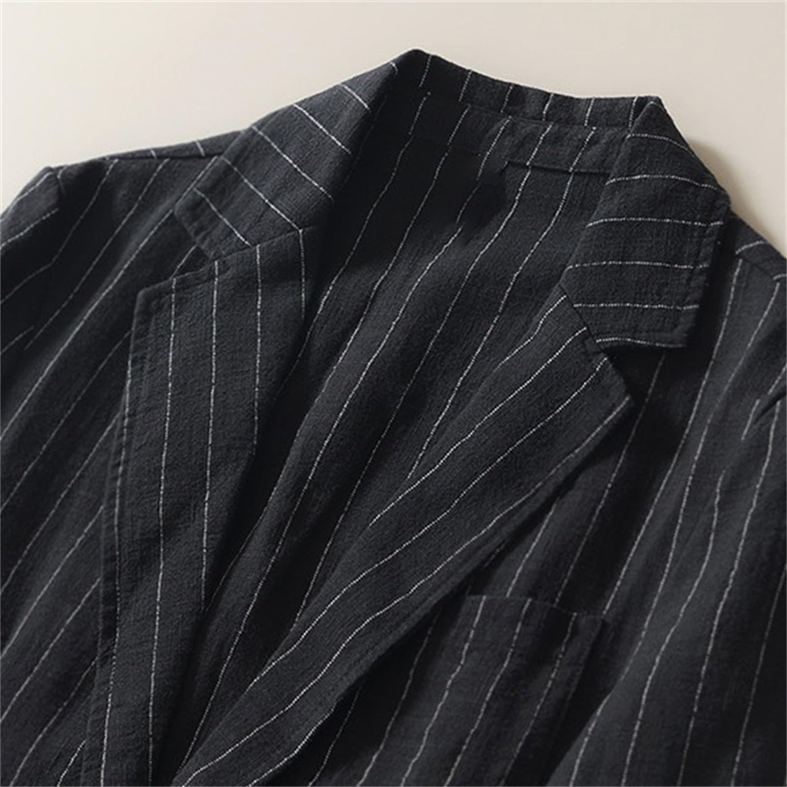 Anzug Herren Gestreift, Dünne Sakko Herren, Regular Fit Businesshemden Blazer Mit Multi Taschen Revers Arbeitskleidung Pendler Mit Knopfleiste Nadelstreifen Suit Männer Für Business Daily Legere