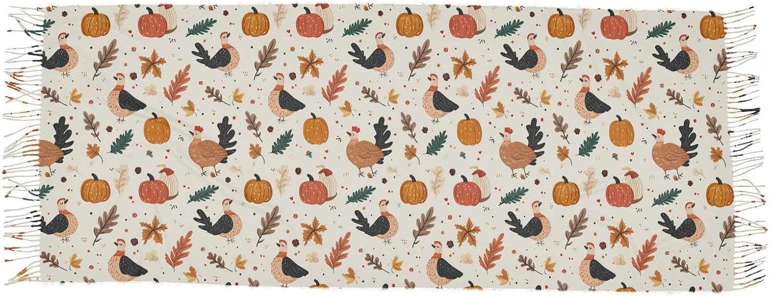 Winter Scarf for Women Fall Pumpkin Turkey Fashion Tassel Shawl Wraps for Women, Cold Weather Warm Womens Scarves Soft Long Scarf Gifts