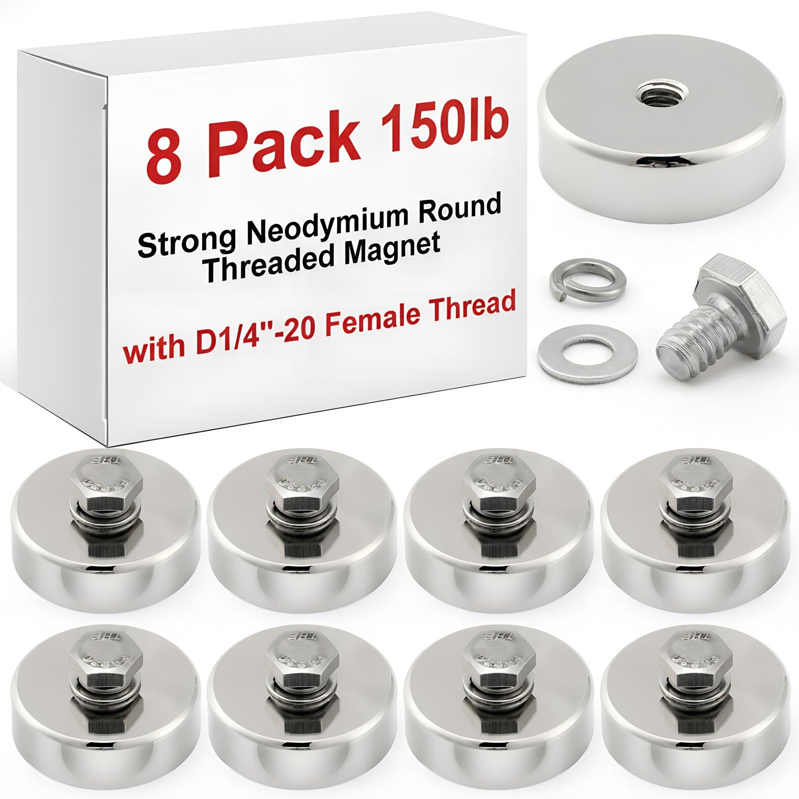 MorningRo 8 Pack Strong Round Threaded Magnet, 1.89 Inch, Primary Color — Amazon image 19