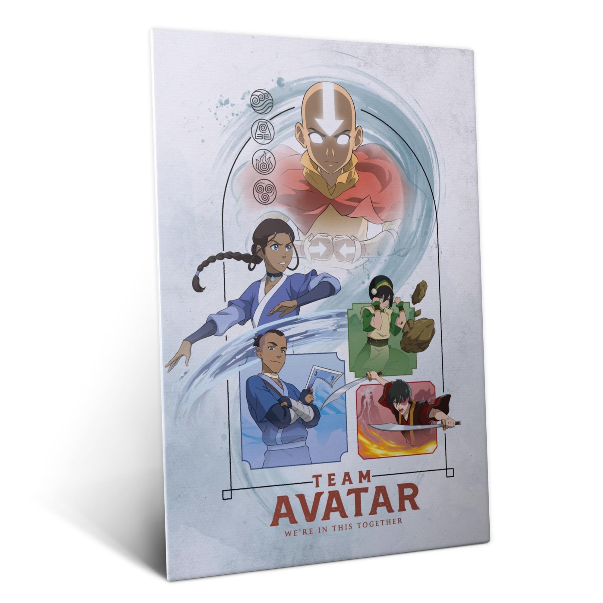Displate Metall poster Avatar The Last Airbender Team Avatar Größe M | Bilder Wanddeko Wohnzimmer & Schlafzimmer Wandbilder, Geschenk. Wandkunst mit Magnet-Befestigung, ohne Bohren.