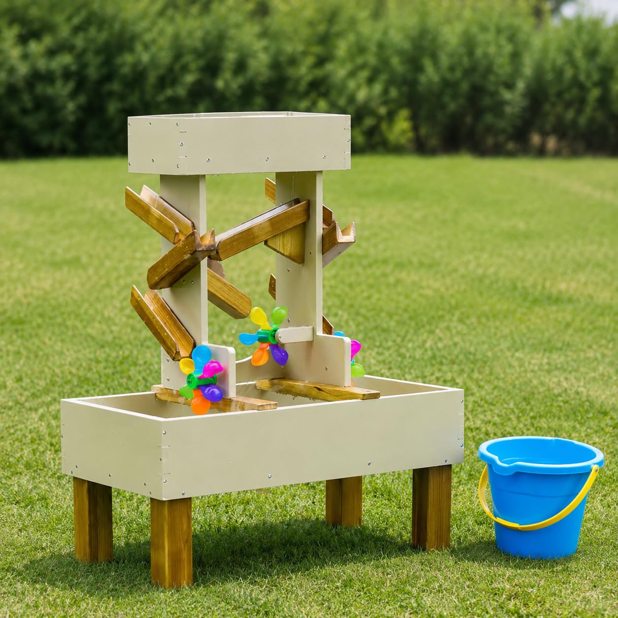 Kinder Sandspielzeug Set Eimer Schaufel Förmchen Lerneffekt Motorikförderung für Kleinkinder Spielen, Windmühlen-Wassertank