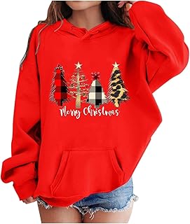 Navidad Niños Manga Larga Sudadera con Capucha Sudaderas Letra Impreso Ligero Sudaderas Blusa Top