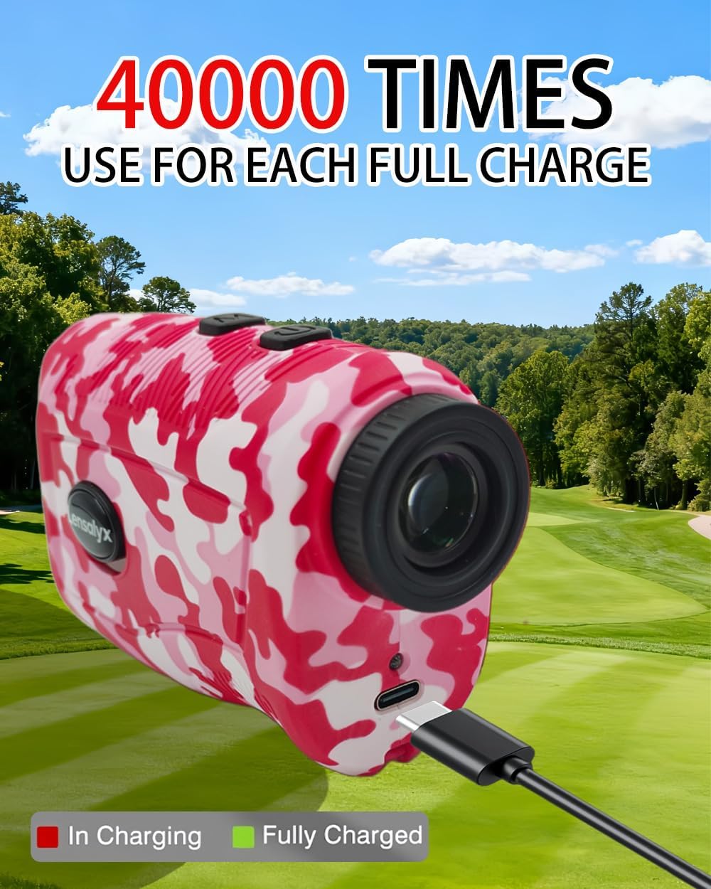 Pink Range Finder Golf - 1200 Yards Golf Rangefinder with Slope, 7X Magnification, Rechargeable, Built-in Magnetic Strip,0.1s Flag Pole Locking Vibration,Golf Accessories for Women
