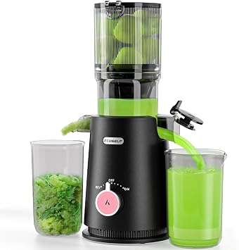 ECOSELF Juicer Machines, Cold Press Juicer with Wide Mouth, Masticating Juicer for Vegetable and FruitPink