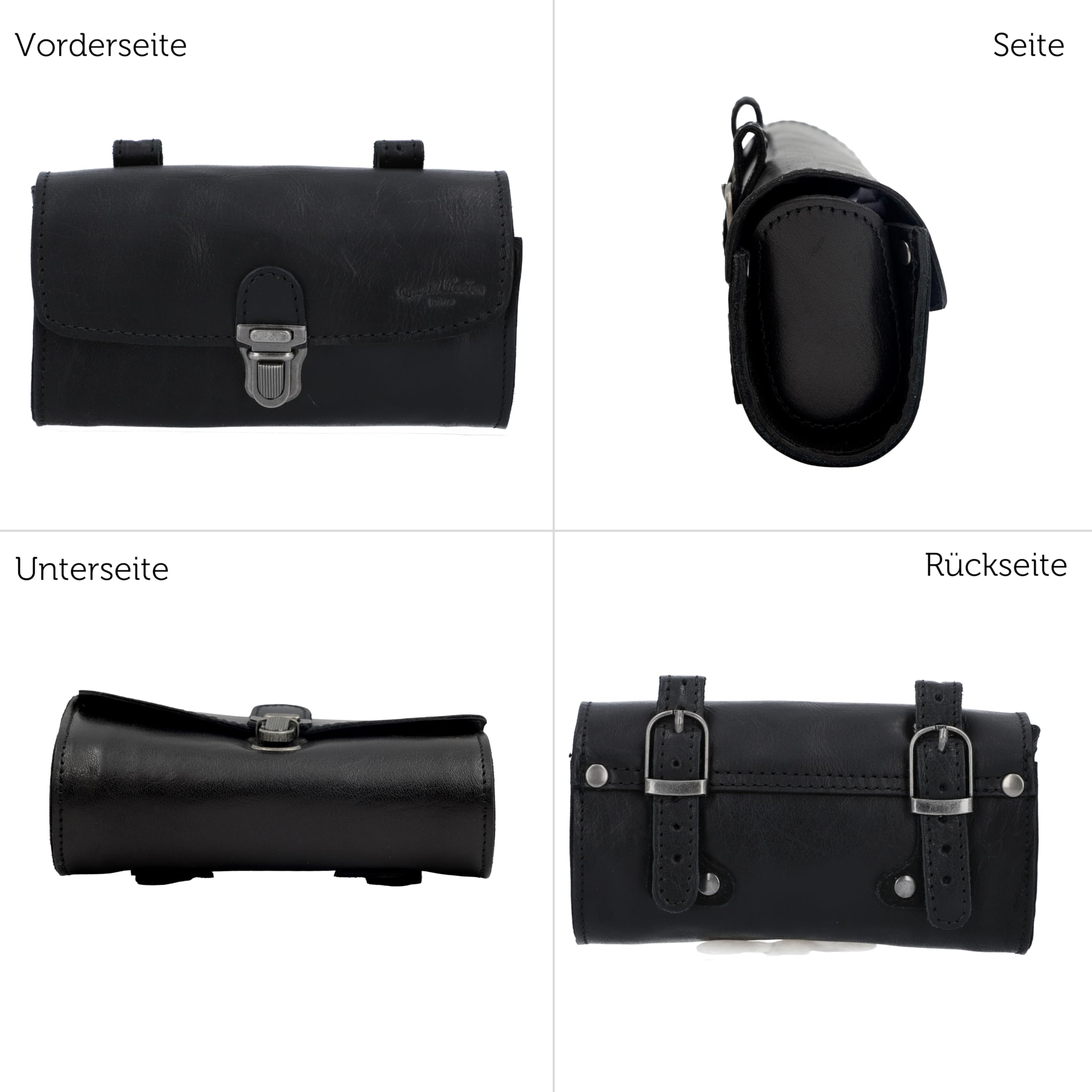 Gusti Satteltasche Leder – Wolfgang L. – Kleine Fahrradtasche Leder für Sattel, Lenker oder Gepäckträger – Praktische Retro Fahrradtasche