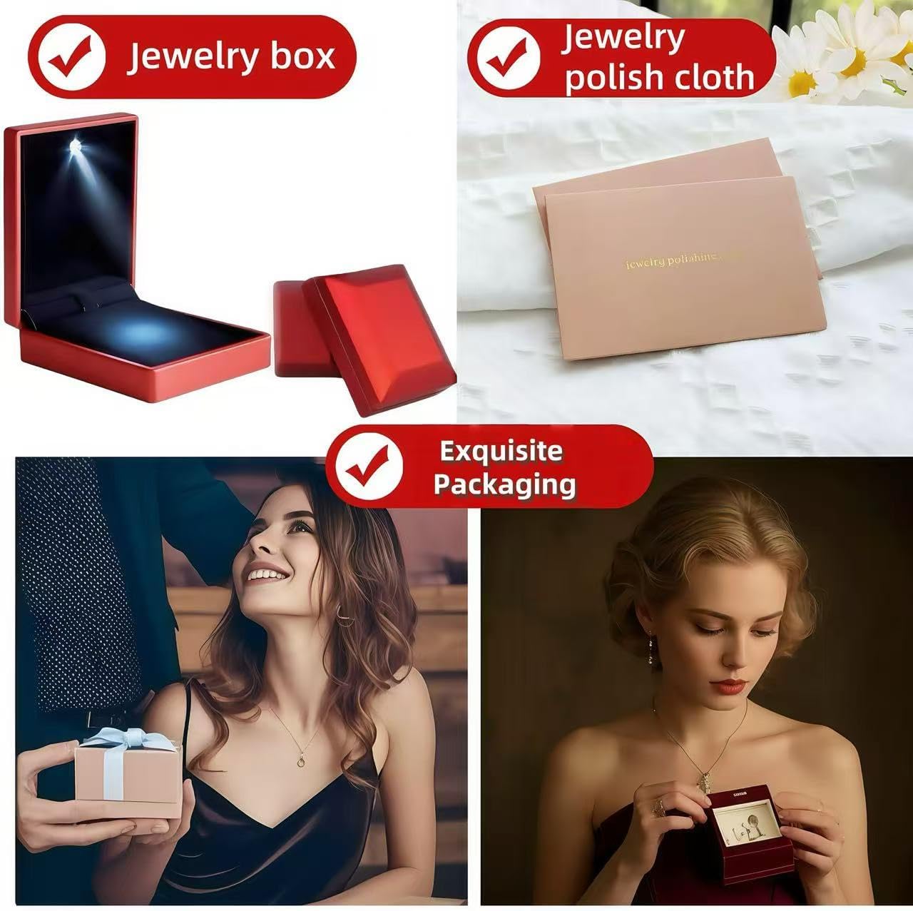 5-Stone Lab-Created Emerald Necklace – 18K Gold Plated 925 Sterling Silver, Premium Gift Packaging Included| Elegant Statement Jewelry Gift for Women - Image 5