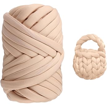 Arm Knitting Wool 500 g 25 m Thick Chenille Wool for Hand Knitting Soft Chunky Yarn Tube Yarn Crochet Wool Thick Yarn for Crochet Bags Blankets Pet Nests DIY Crafts Khaki