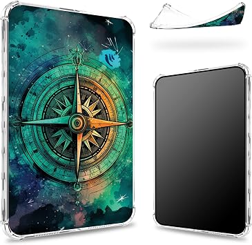 Designed for All-New Kindle Paperwhite 12th Gen 2024 7" & Kindle Colorsoft Signature Edition 7" Case, Clear Back with Vintage Compass, Slim Soft TPU Corner Protection Shockproof Cover