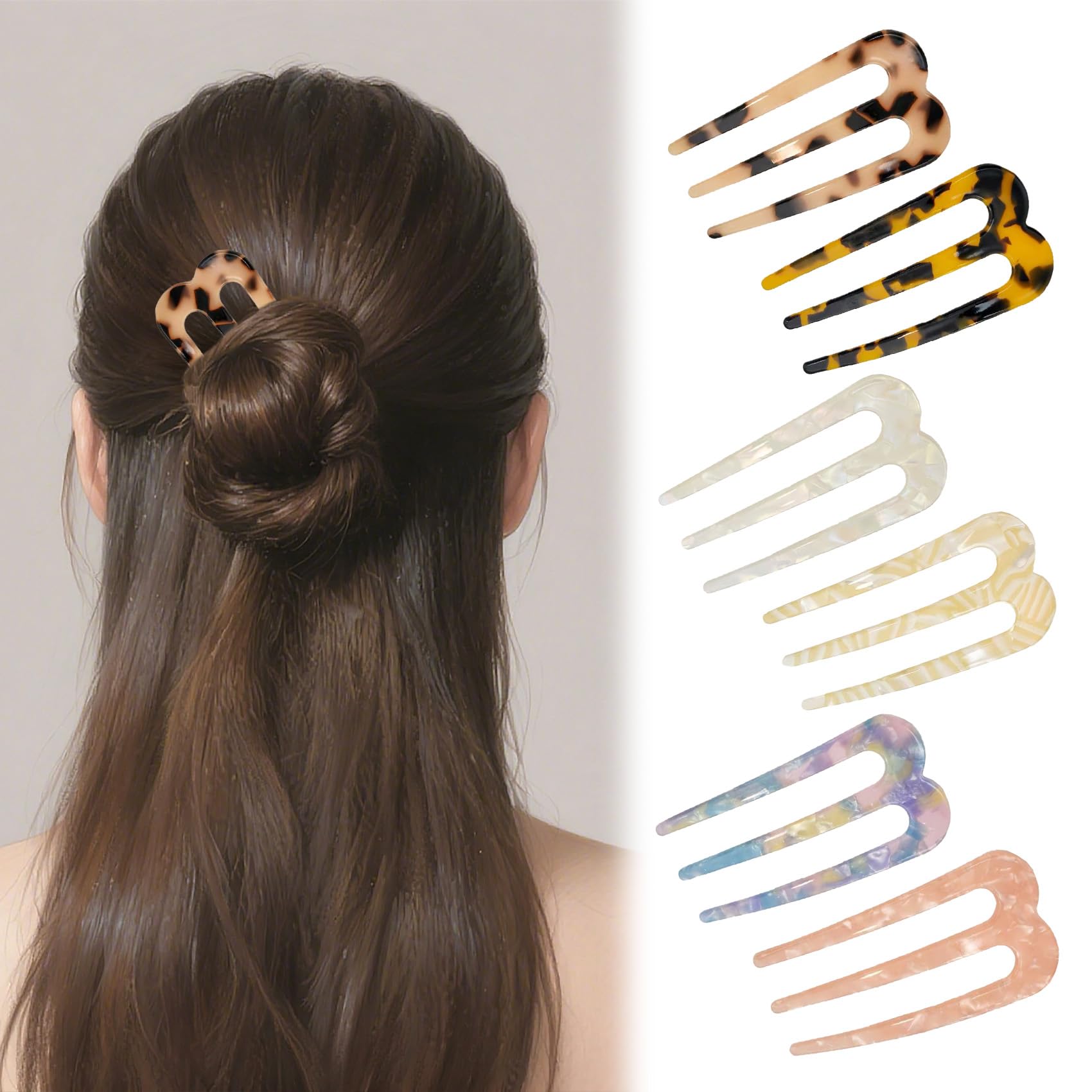 ShineNest 夜会巻きヘアコーム かんざし 6枚入 り簪 Uピン ヘアコーム まとめ髪 髪留め 盛り髪 お団子 簡単 髪飾り おしゃれ シンプル ヘアアクセサリー 成人式 結婚式 普段使い ヘアアレンジ レディース