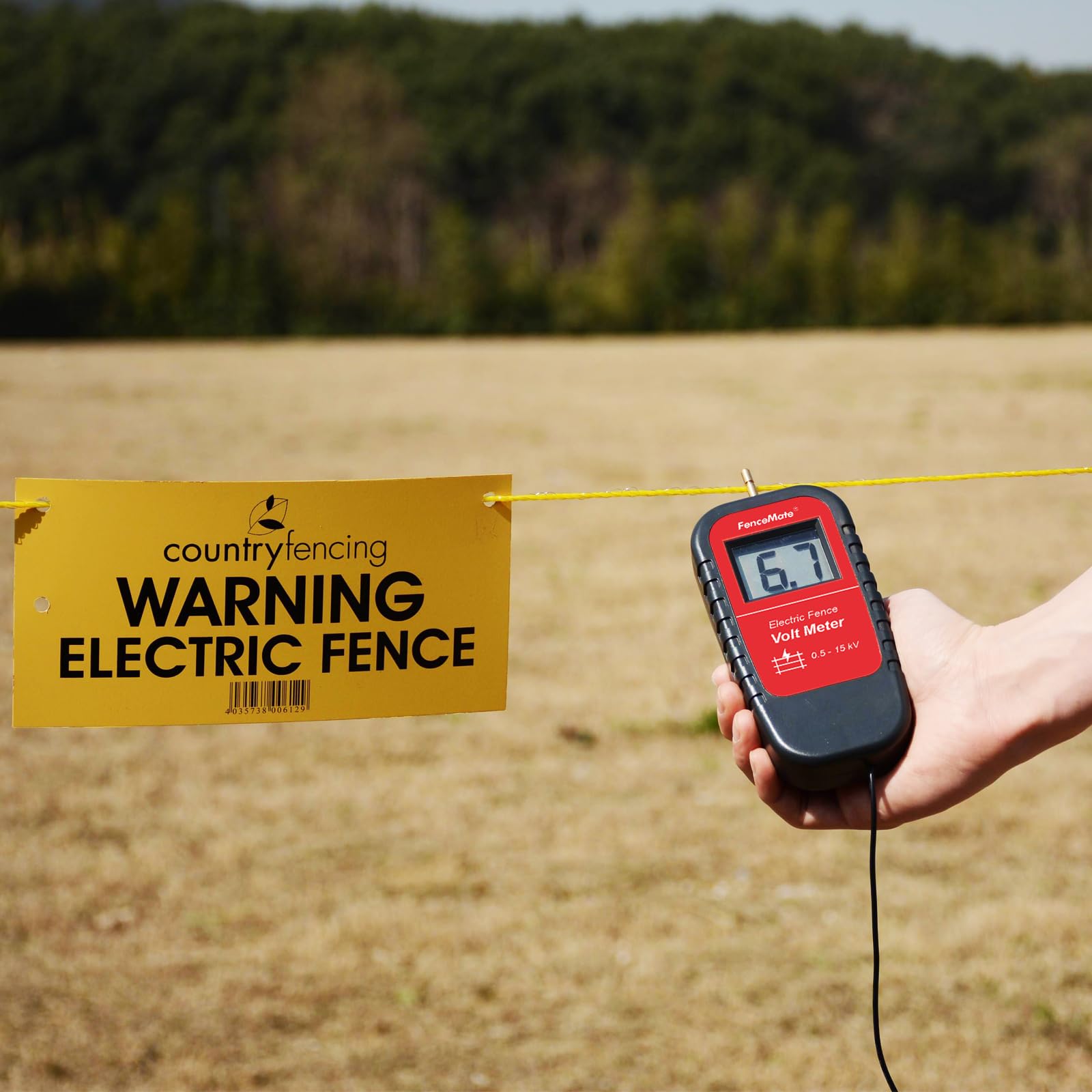 FenceMate digital Weidezaun Prüfgerät für Stromspannung bis zu 15 kV, Zaunprüfer mit großes LCD-Display, automatischer ein-/ausschalter, erdung und 9V Batterie inkl.