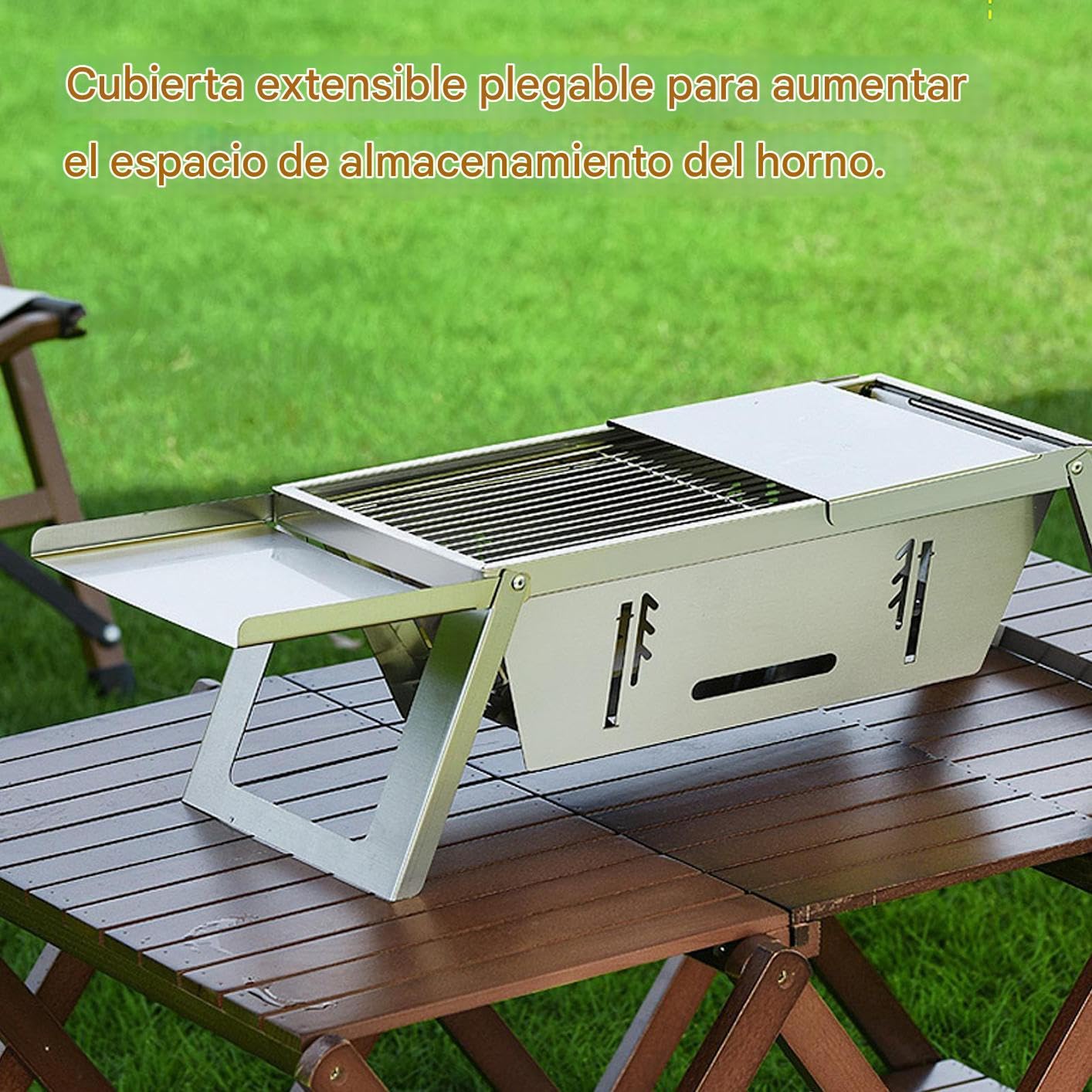 Barbacoa De Carbón Portátil Plegable Barbacoas De Carbón Compactas | Parrilla De Acero Inoxidable Para Cocinar En Interiores Exteriores Mesa Balcón Picnic Acampada Playa Autocaravana Viajes