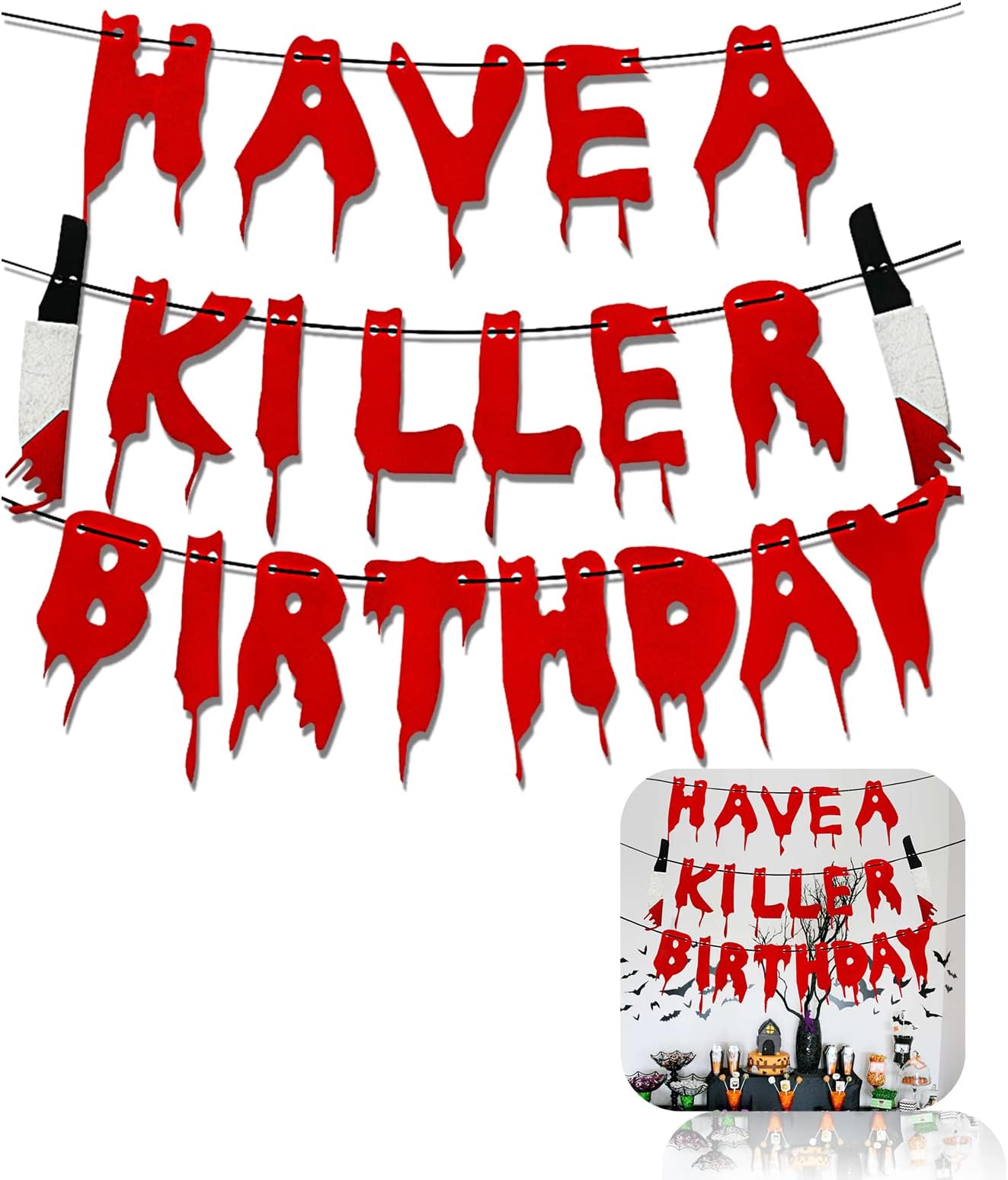 Have a Killer Birthday Banner, Halloween Party Decorations for Murder Mystery Theme, Bloody Horror Movie Photo Backdrop Sign, Slasher Thriller Decor for Home Classroom