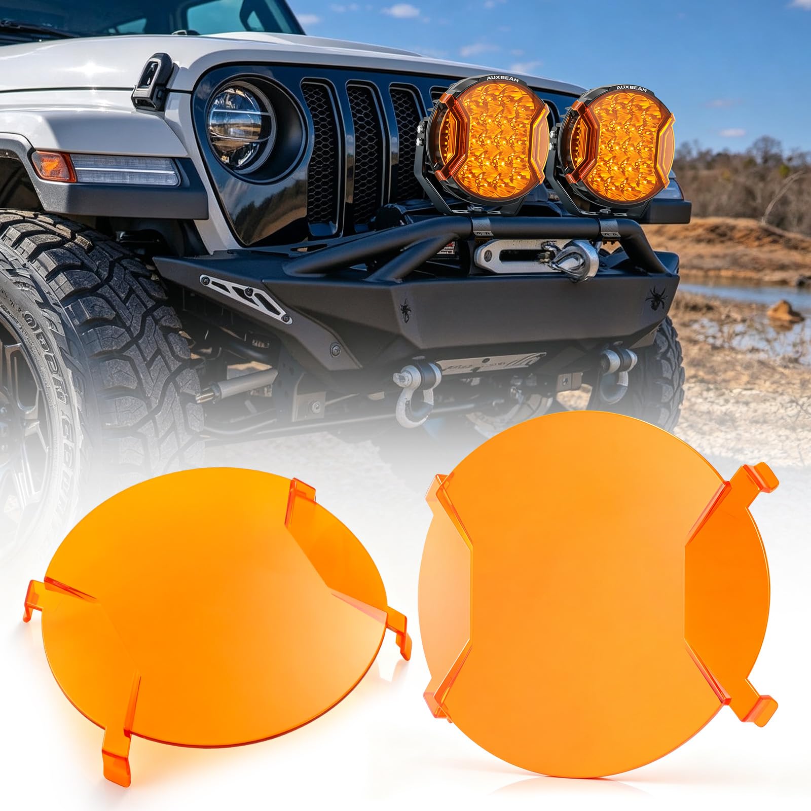 Auxbeam V-Ultra Series 9-Inch Deep Amber Covers for Off-Road Lights 2-Pack
