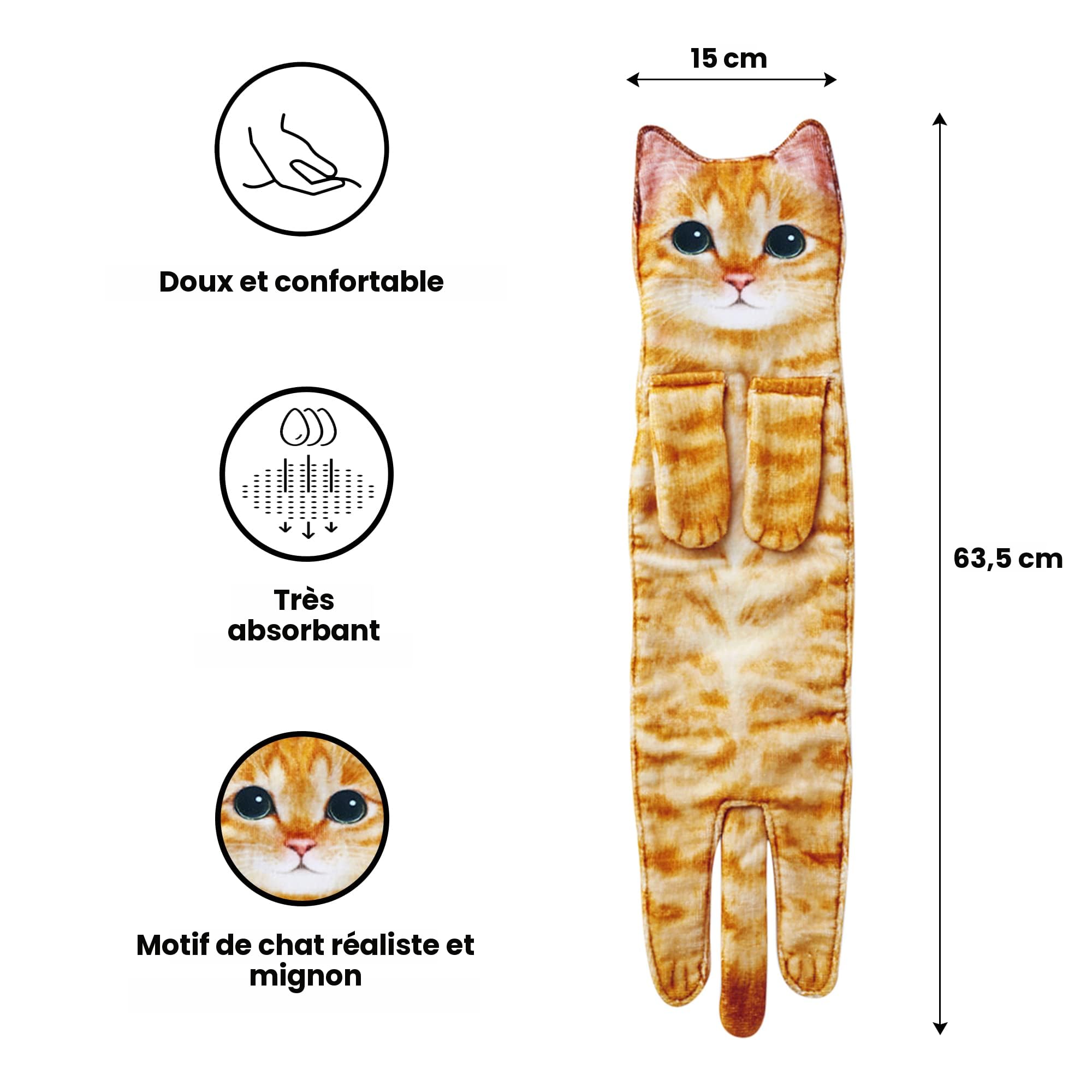 Serviette De Toilette Chat - Essuie-main Décoratif Pour Salle De Bain Et Cuisine