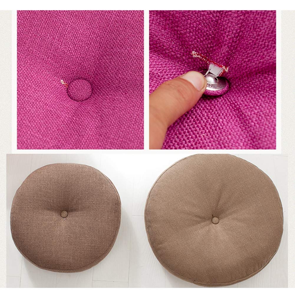 Tondo Cuscino Seduta, Cuscino Tatami In Cotone Lino, Cuscini per Sedie Morbidi e Spessi per Sedia Cuscino per Divano Divano Ufficio, Cuscino Sfoderabile e Lavabile,Redbrown,70cm(28inch)