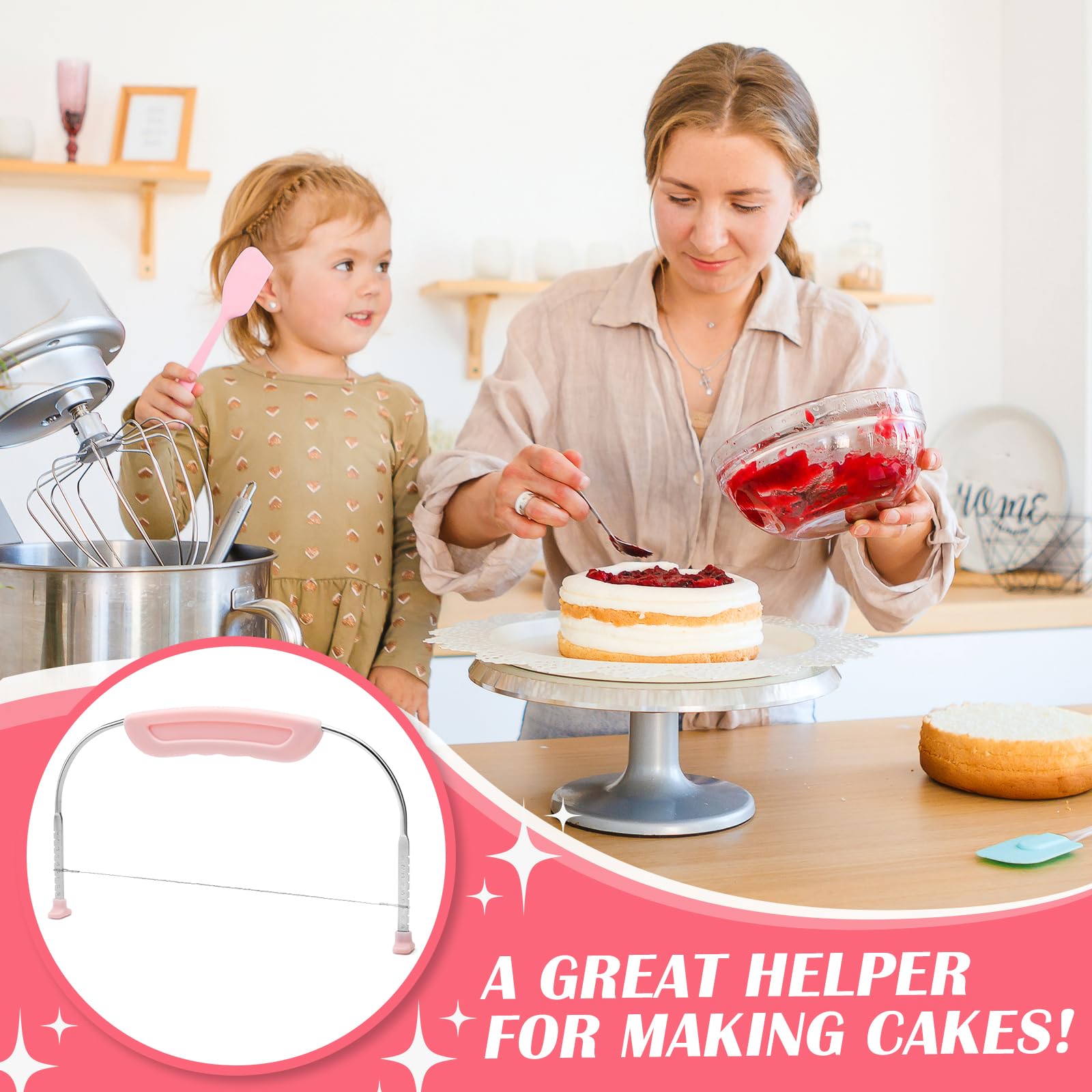 Couteau à Gâteau en Acier Inoxydable Réglable en Hauteur Cake Divider Coupe Gâteau Patisserie