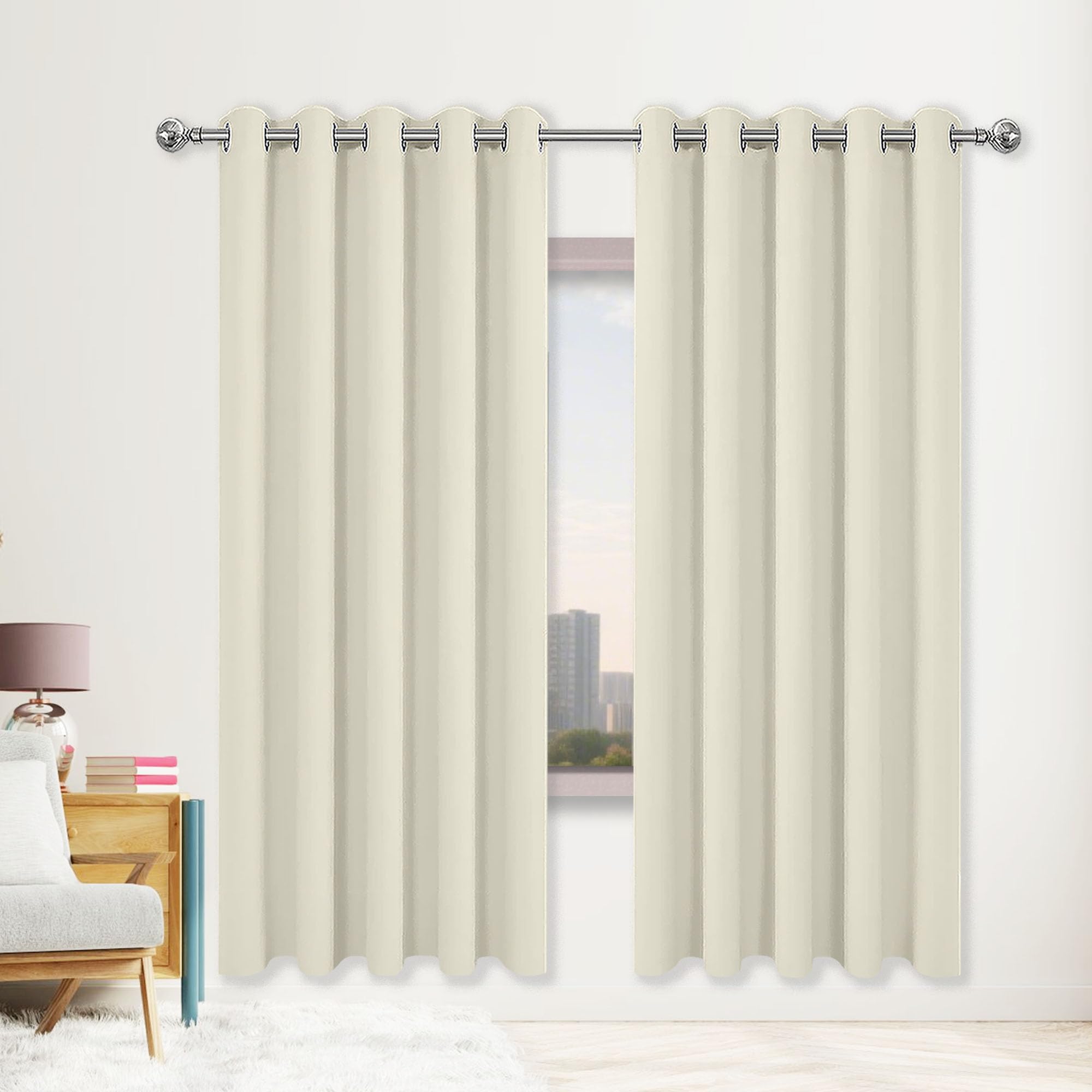 Rideaux occultants pour chambre et salon beige 260 x 105 cm cosy