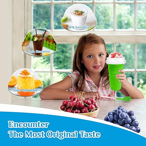 Miniatura 2 de Slushy Maker - Vaso para hacer granizados mágico, vaso portátil para hacer jugos, leche y helado, taza de sílice de doble capa con tapa y popote