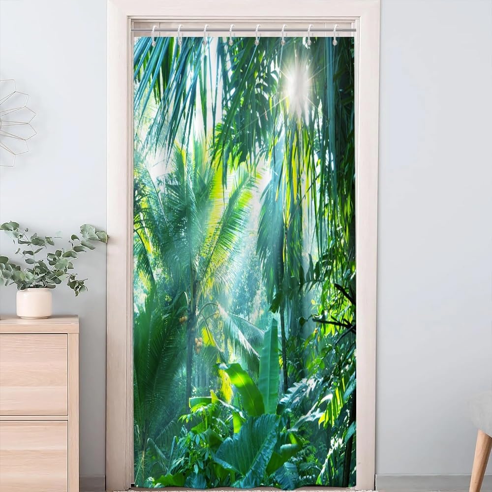 Uiiooazy Cortina de Ducha de Hoja Eucalipto, Cortinas de Ducha Verde Oro Abstracto Planta Cortinas de Baño Antimoho Impermeable Lavable Tejido de Poliéster Cortina Ducha con Ganchos 90x180cm — view 73