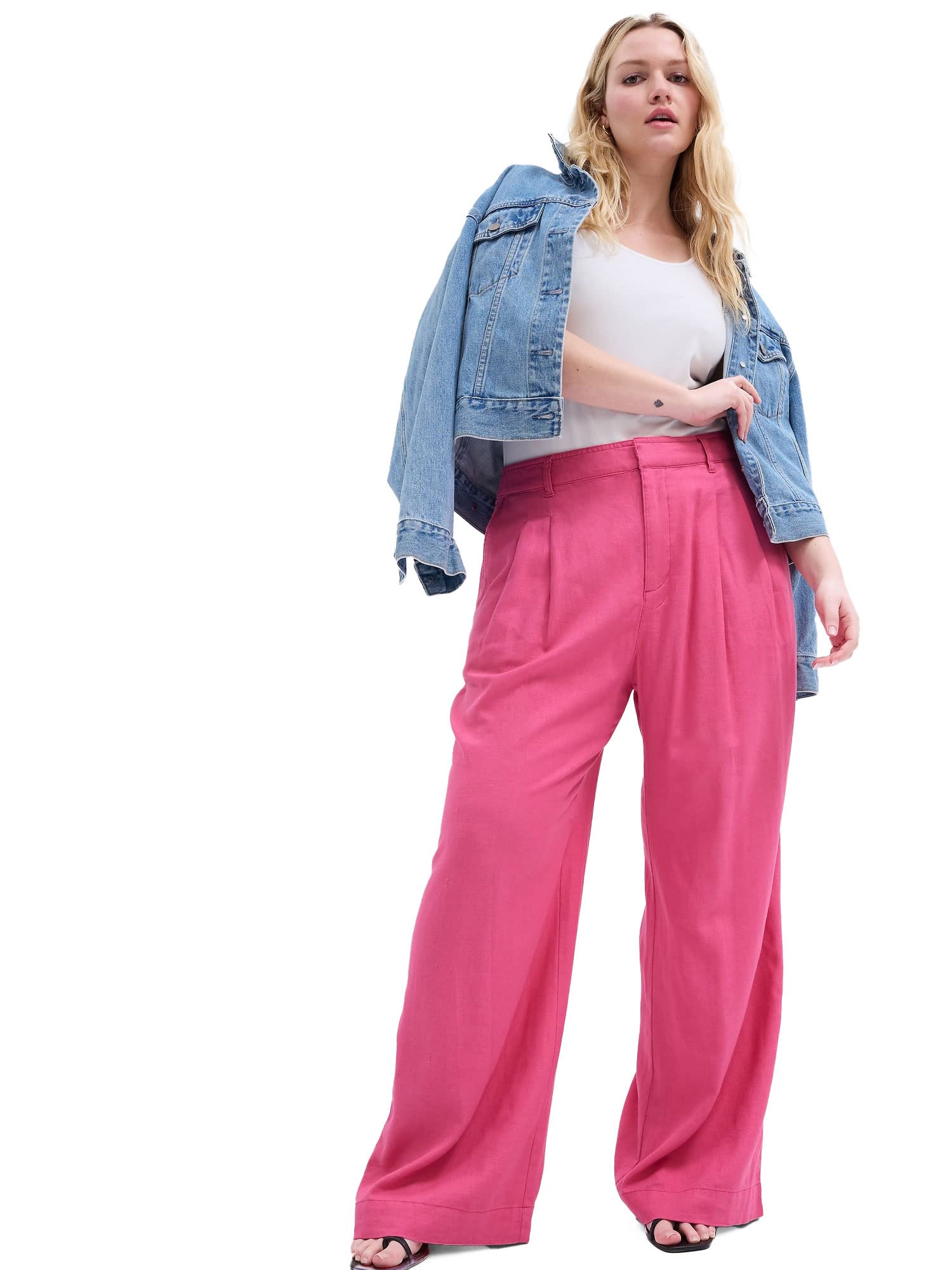 Gap Womens High Rise Linen Wide Leg Pant