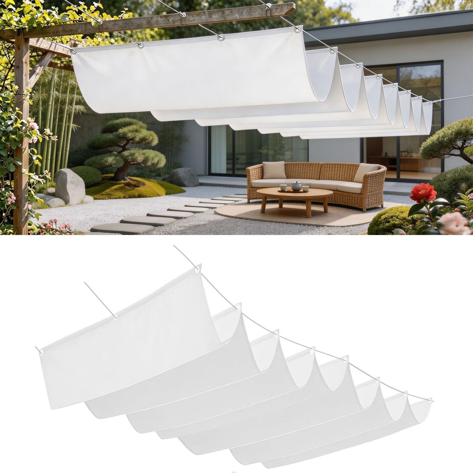 Voile d'ombrage rétractable contre le vent 200x800, fini la chaleur sur la terrasse