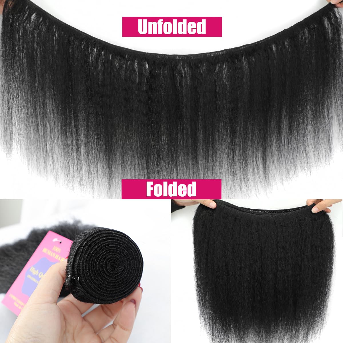 24 Inch Yaki Straight Human Hair Clip In Extensions 6 Piece Set 24 Inch Brown Kinky Straight Clip in Hair Extensions Real  main image 3