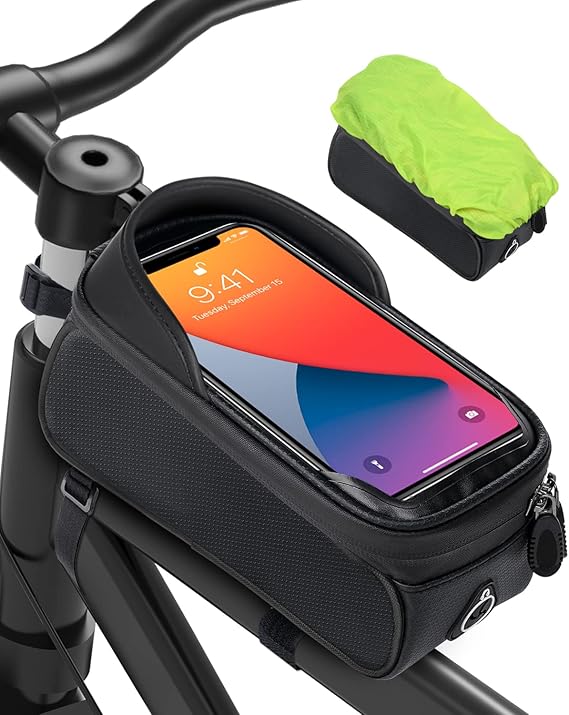 Borsa Per Telaio Bici Impermeabile - Porta Smartphone Fino A 7", Touch Screen, Per MTB, Corsa, Ebikes