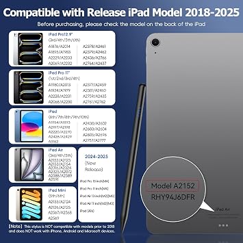 Stylus Pen for iPad (2018-2025), 20 Mins USB-C Fast Charging